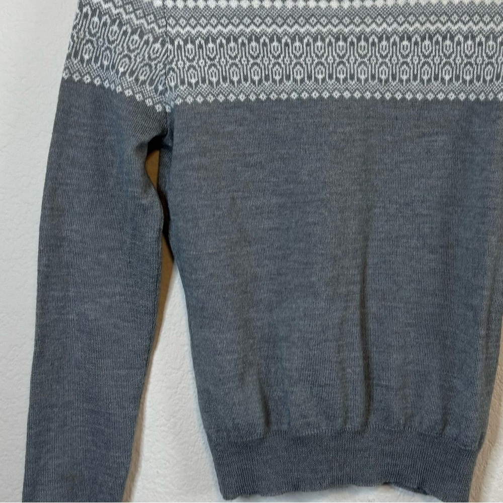 Ann Taylor Loft Vintage Wool Cashmere Blend Long Sleeve Gray Fair Isle Sweater - Picture 4 of 9